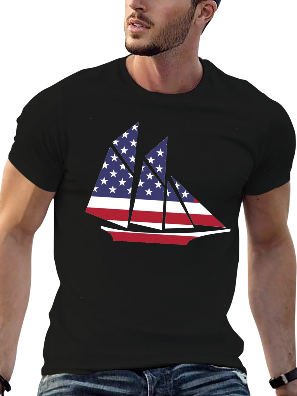 American Flag Sailboat T-Shirt