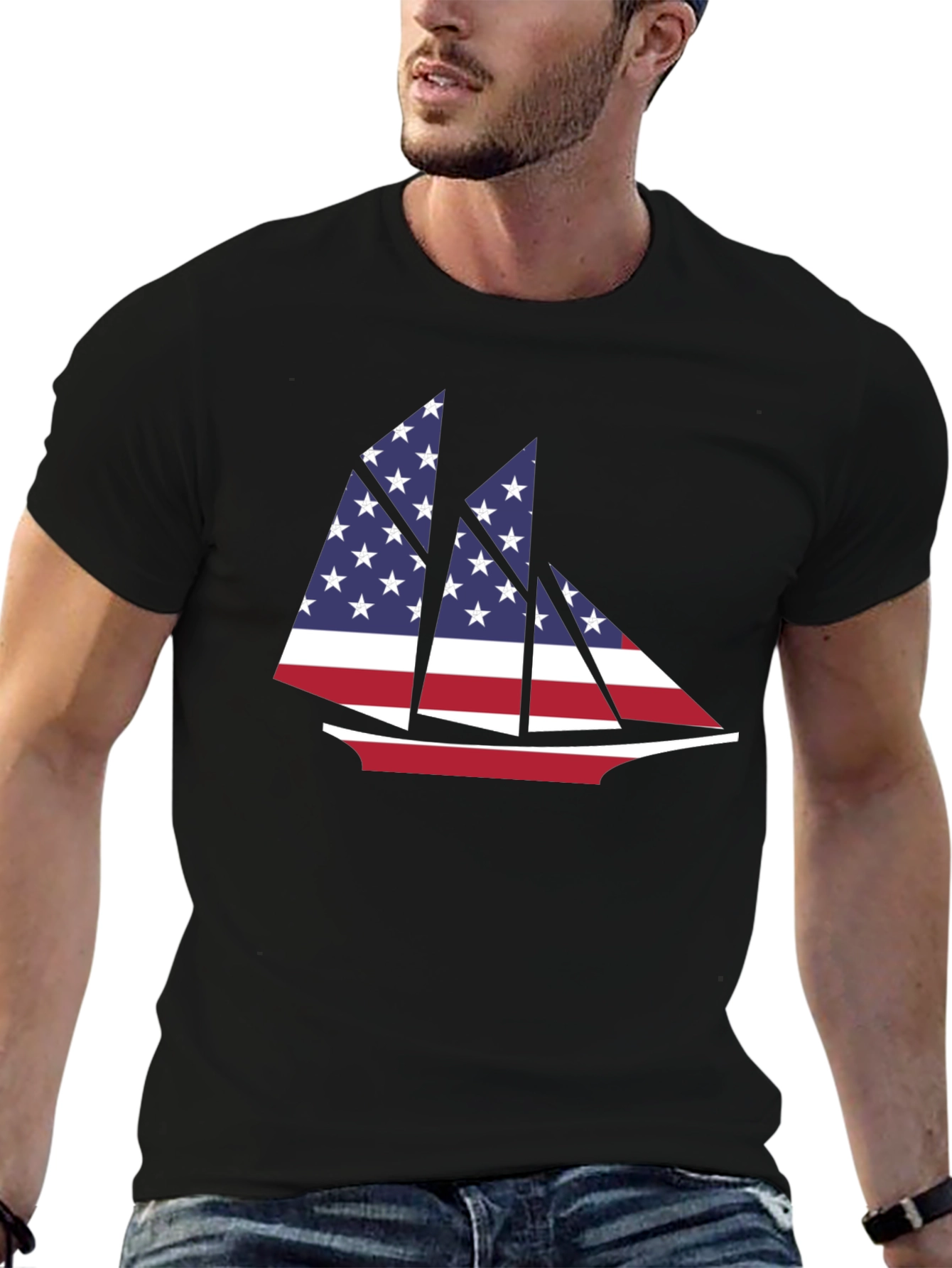 American Flag Sailboat T-Shirt