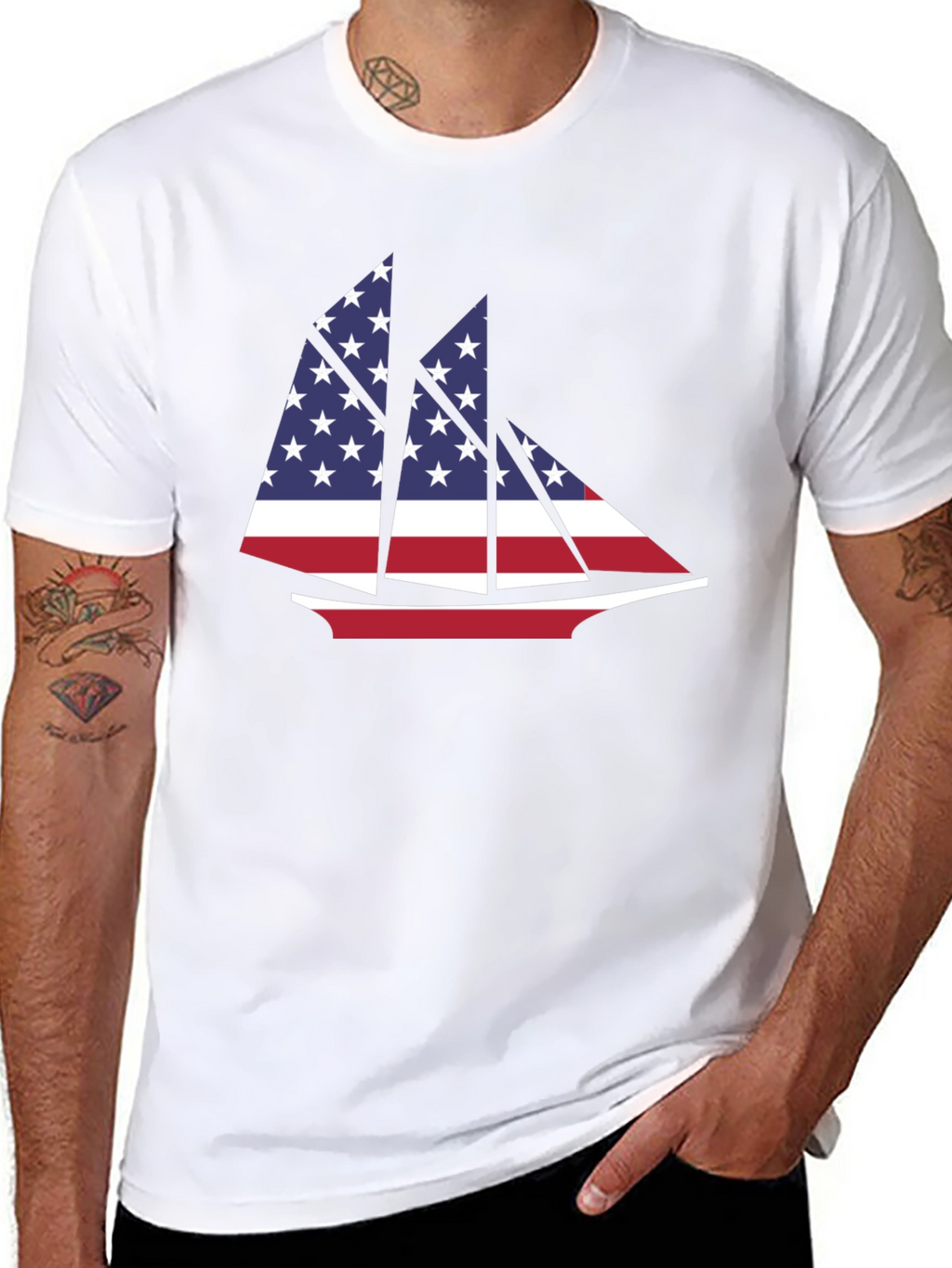 American Flag Sailboat T-Shirt