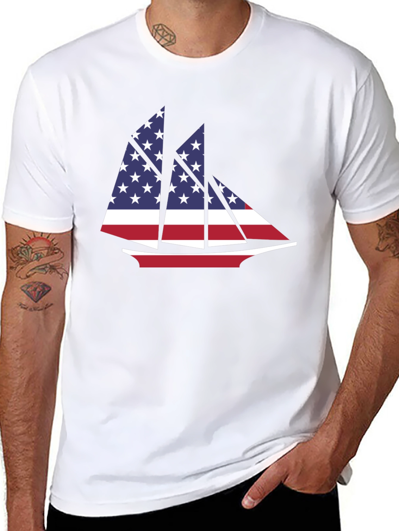 American Flag Sailboat T-Shirt