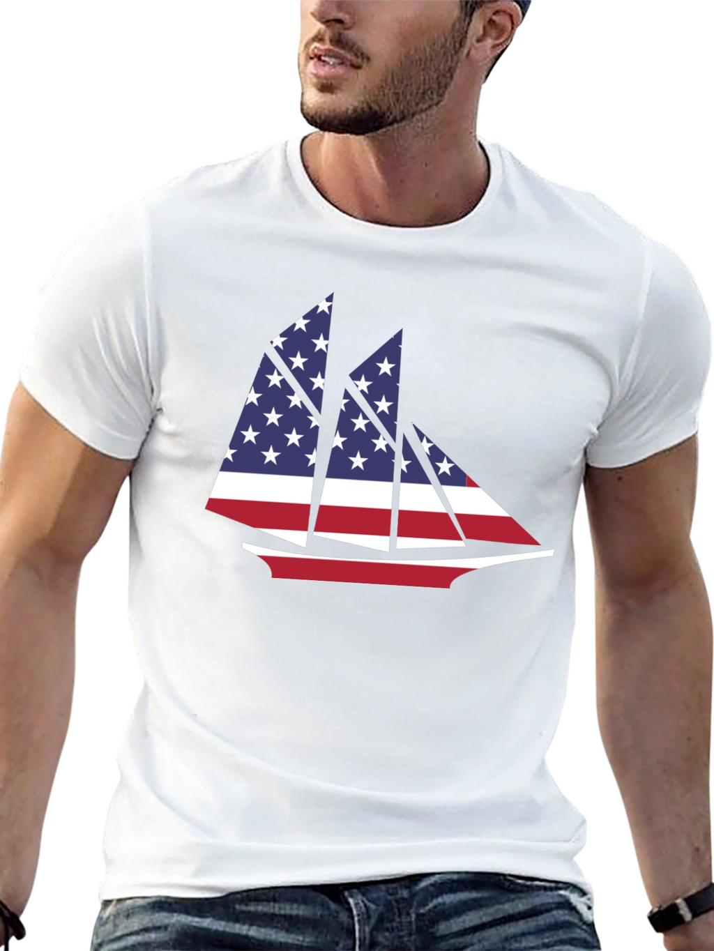 American Flag Sailboat T-Shirt