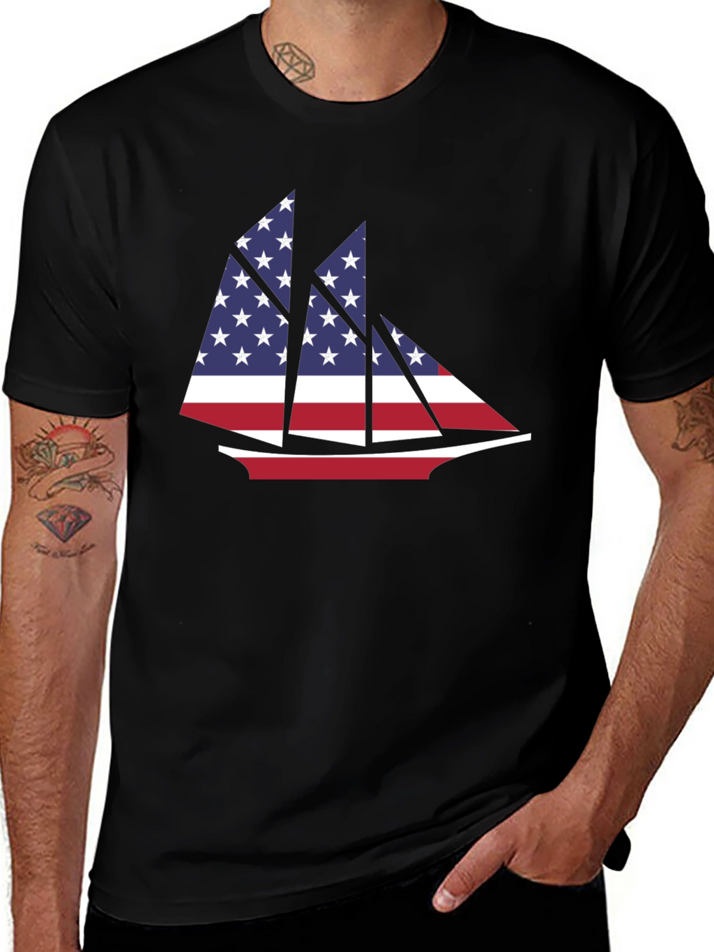 American Flag Sailboat T-Shirt