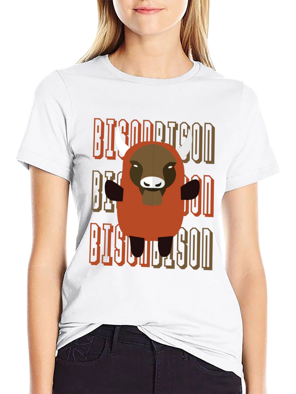 Cartoon Bison Graphic T-Shirt
