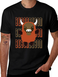 Cartoon Bison Graphic T-Shirt