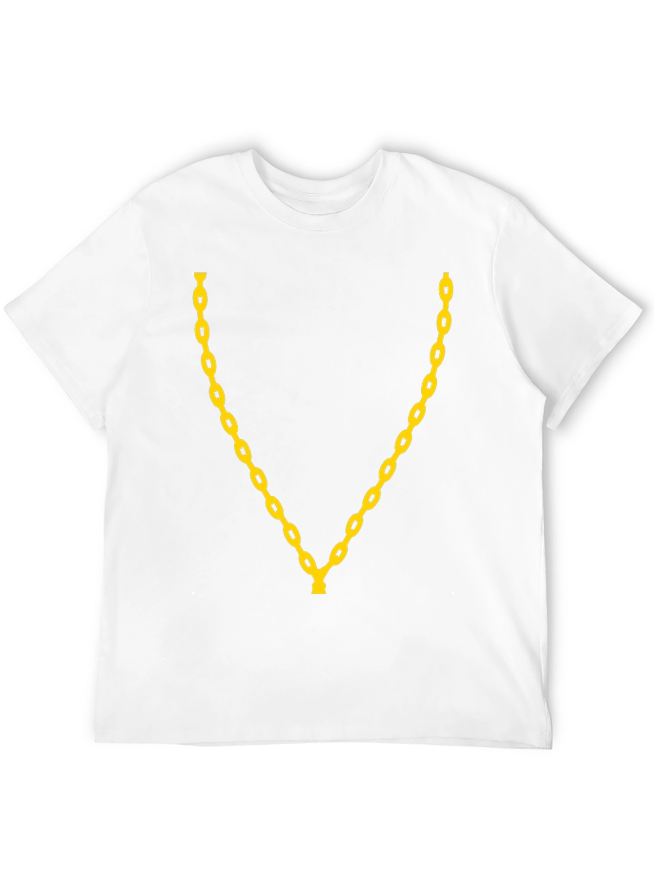 Mens Black T-Shirt with Gold Chain Design