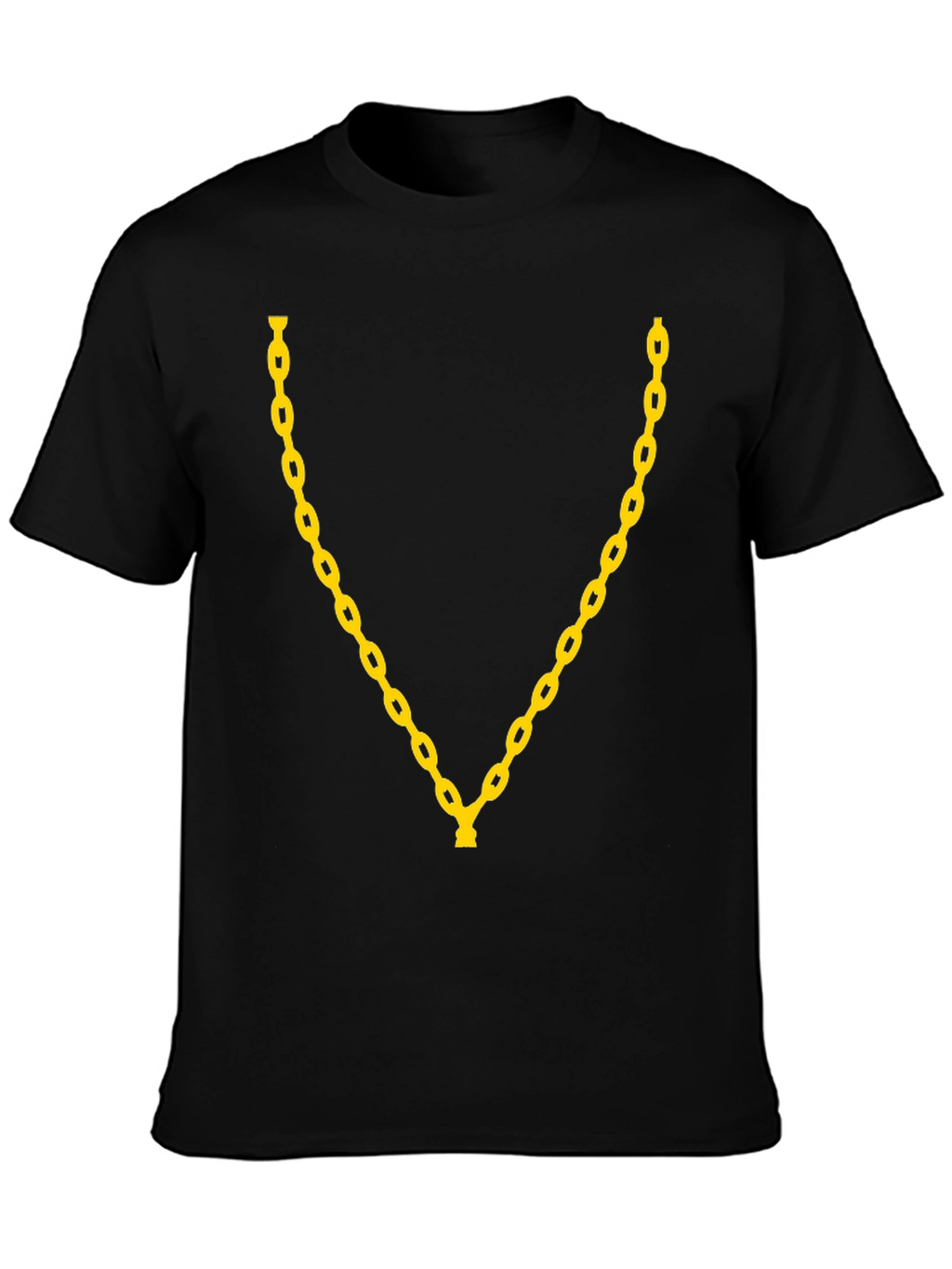 Mens Black T-Shirt with Gold Chain Design