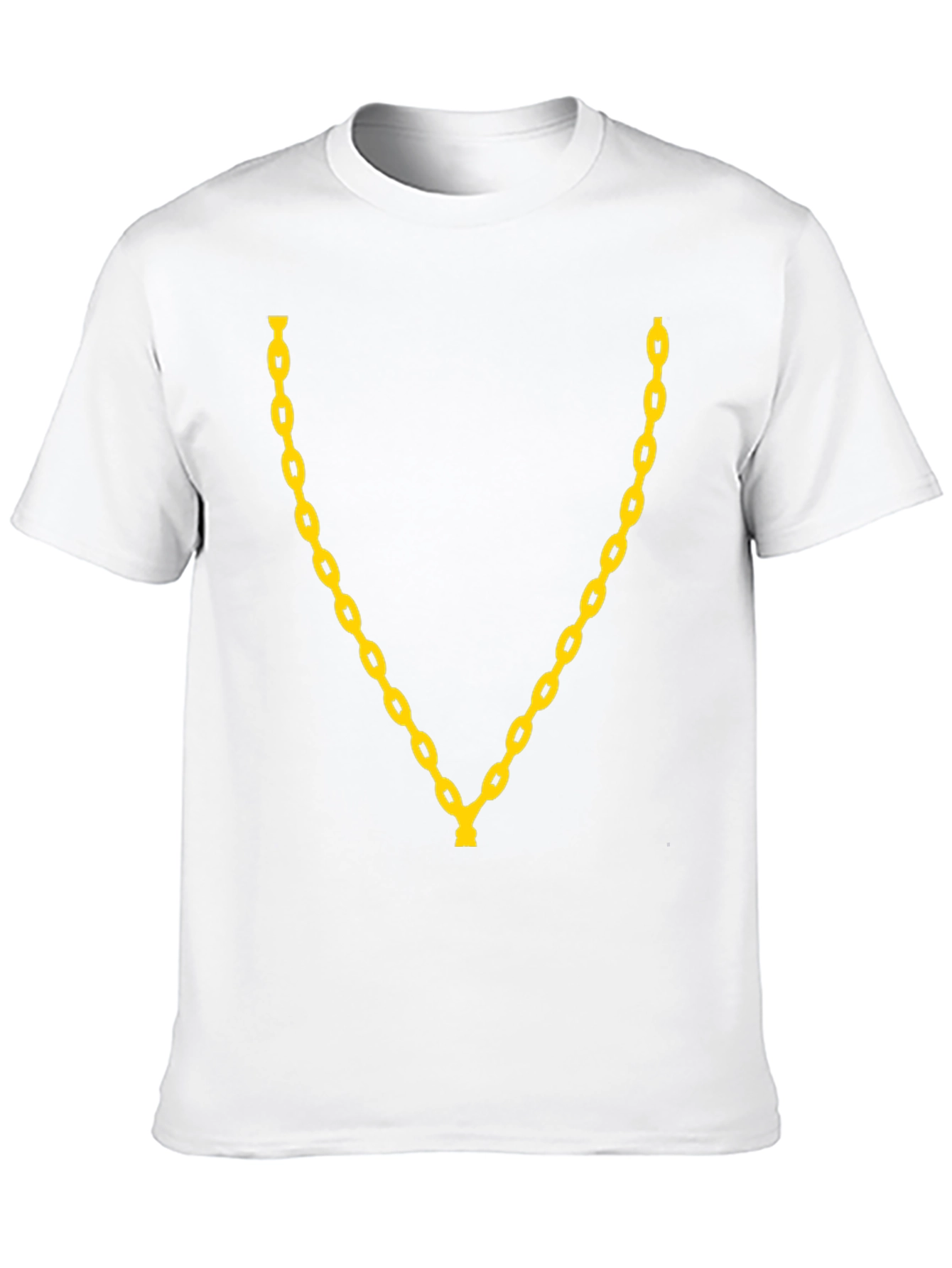 Mens Black T-Shirt with Gold Chain Design