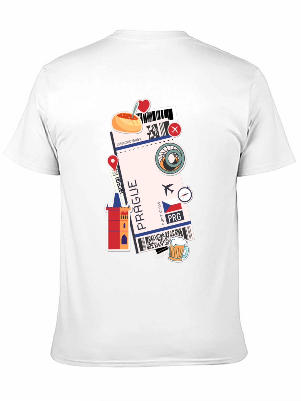 Prague Travel Ticket Black T-Shirt