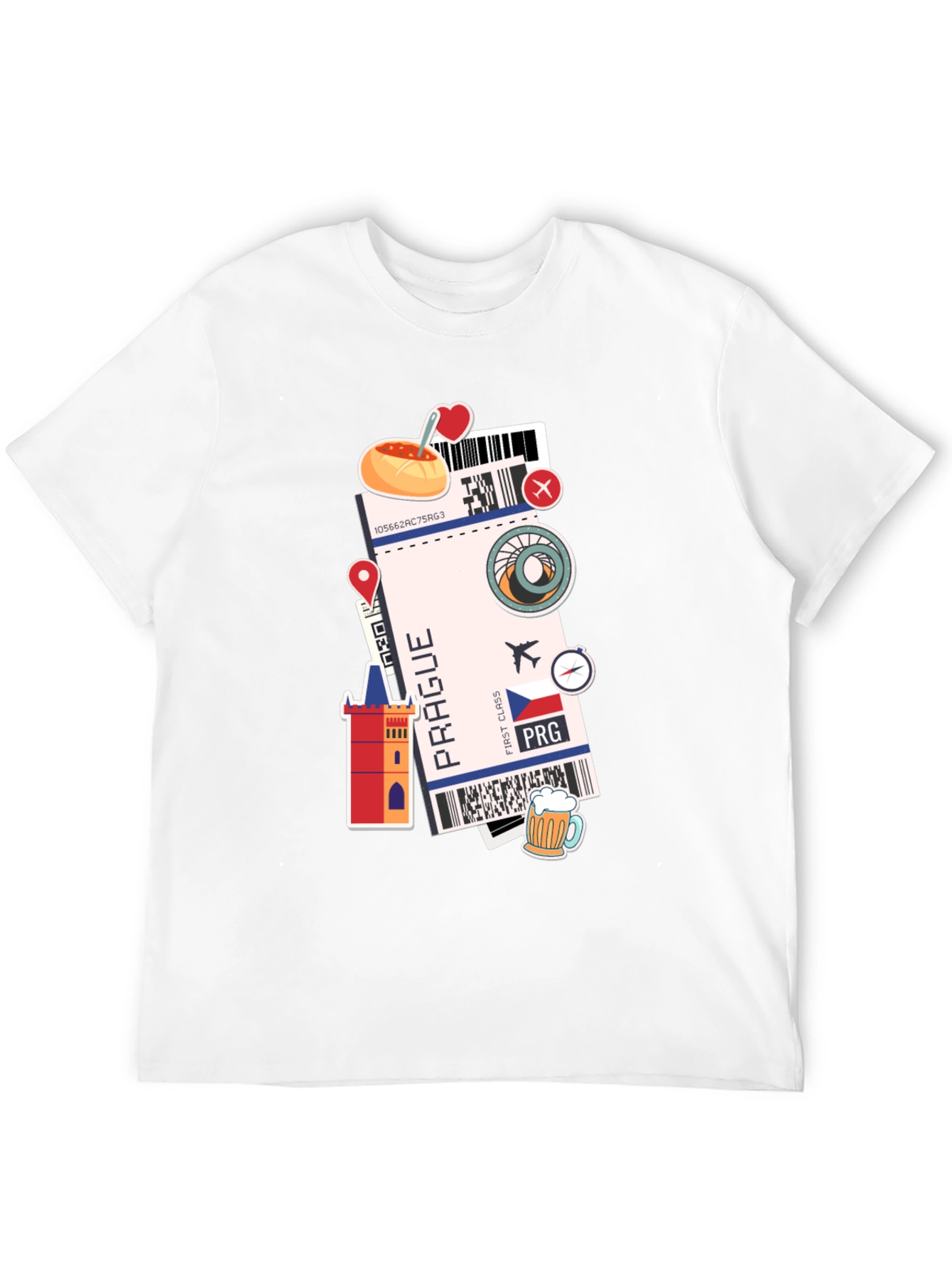Prague Travel Ticket Black T-Shirt