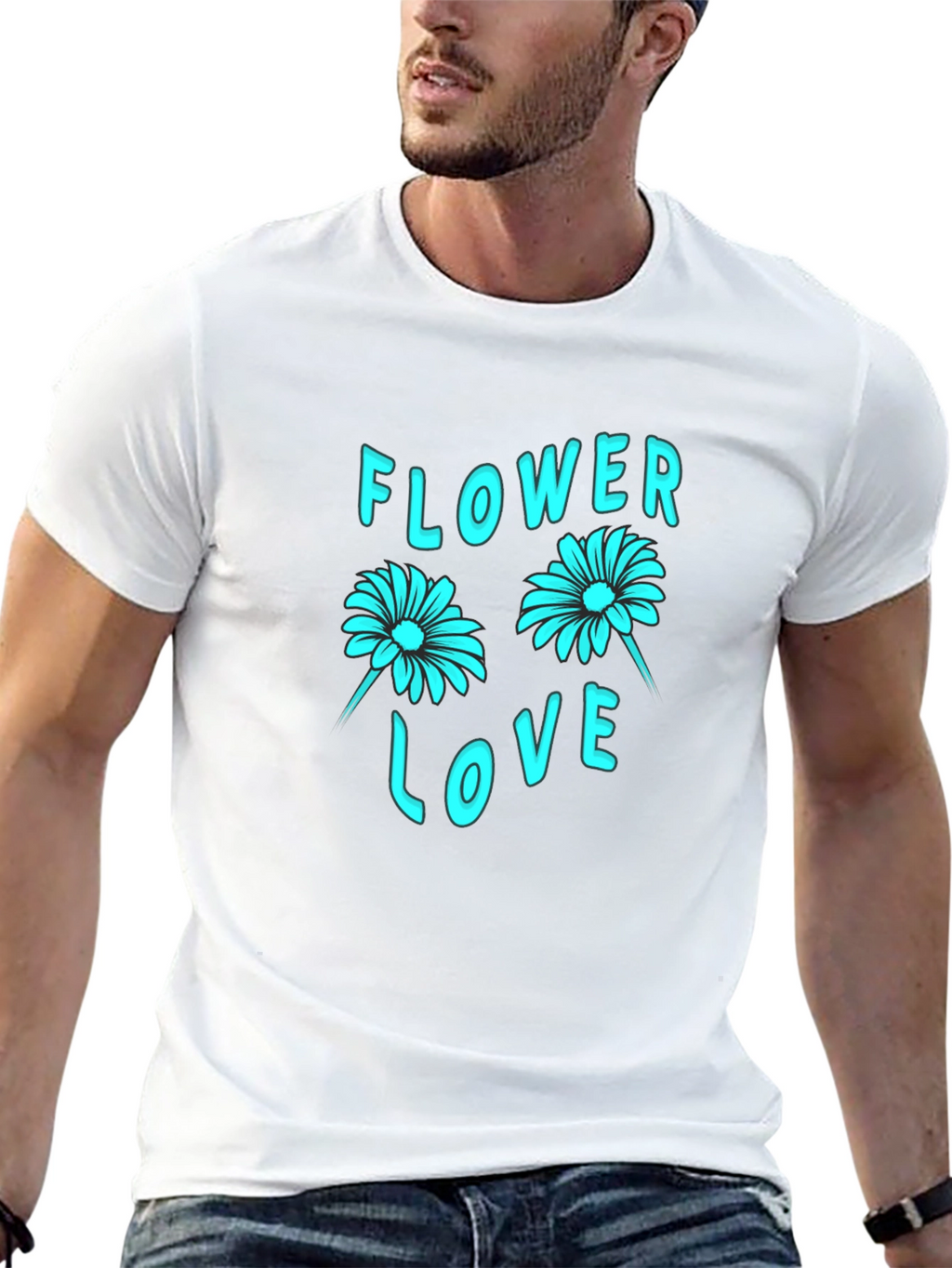 Flower Love Graphic Tee - Stylish Black Cotton T-Shirt