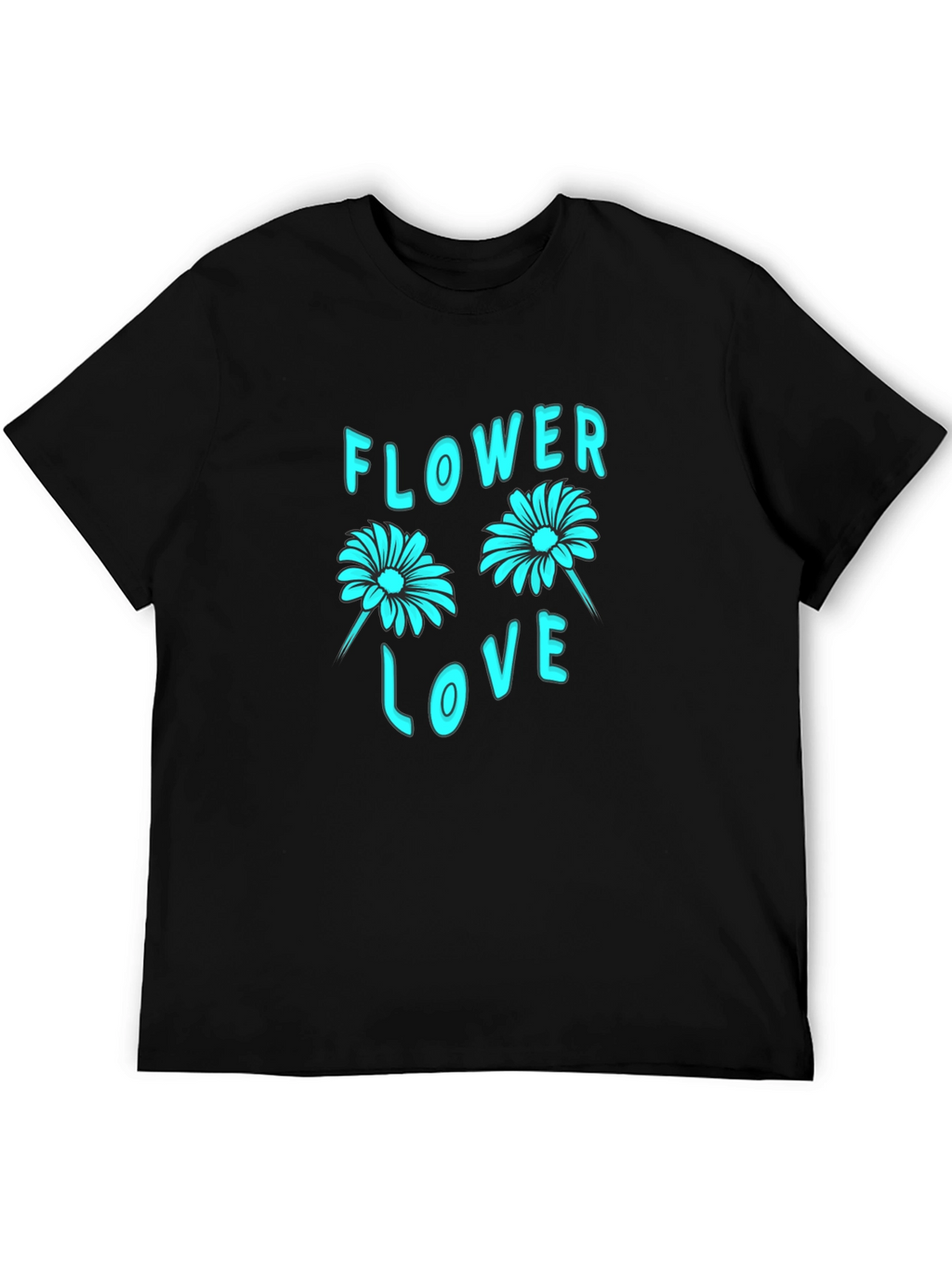 Flower Love Graphic Tee - Stylish Black Cotton T-Shirt