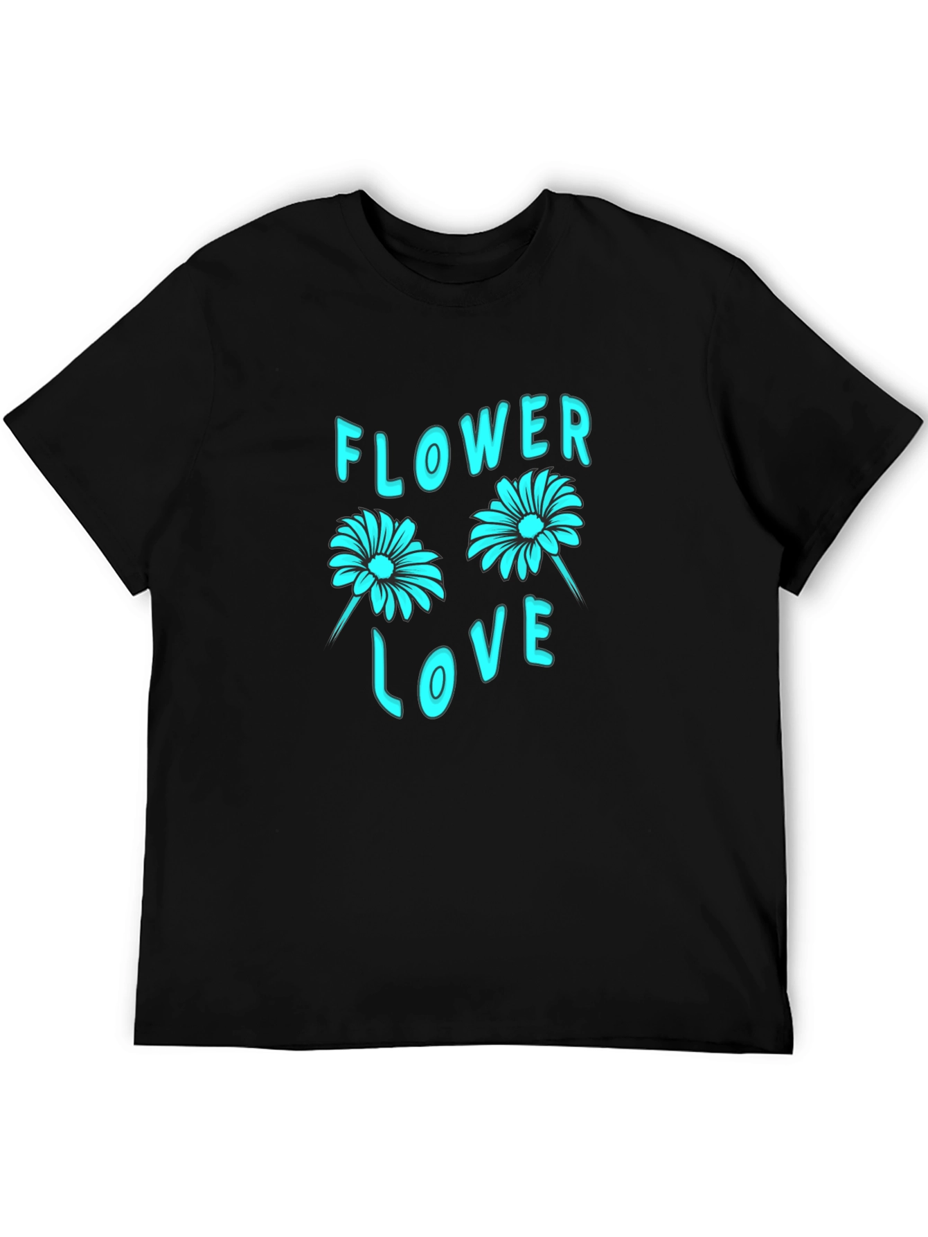 Flower Love Graphic Tee - Stylish Black Cotton T-Shirt