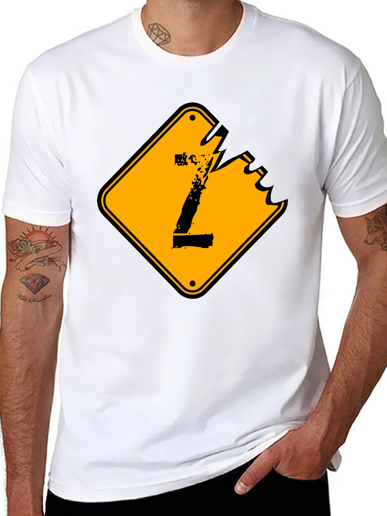 Distressed Number 1 Graphic Tee - Black Cotton
