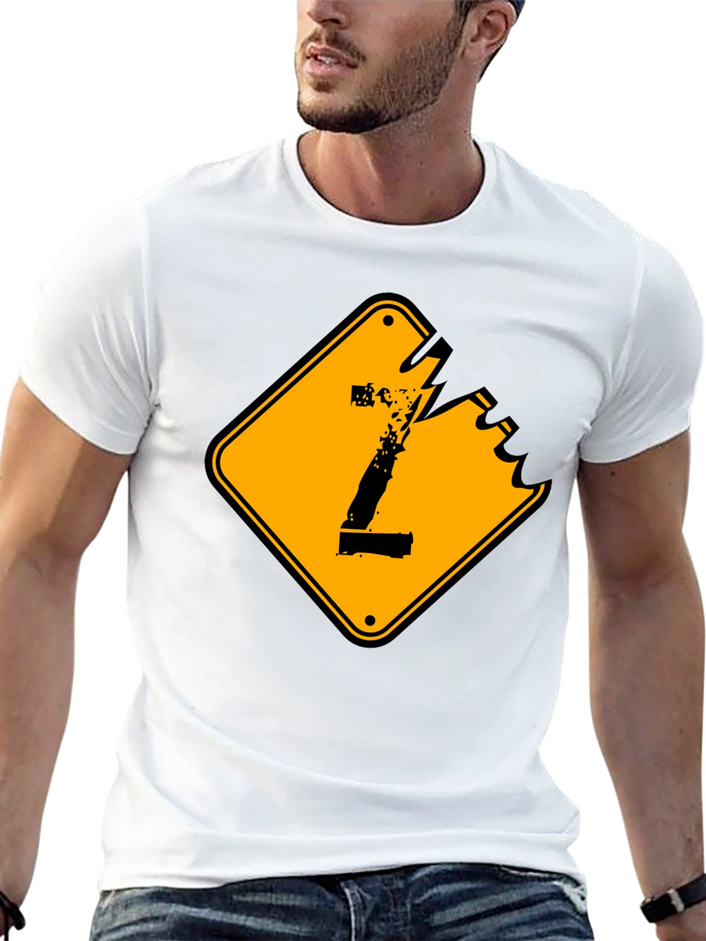 Distressed Number 1 Graphic Tee - Black Cotton