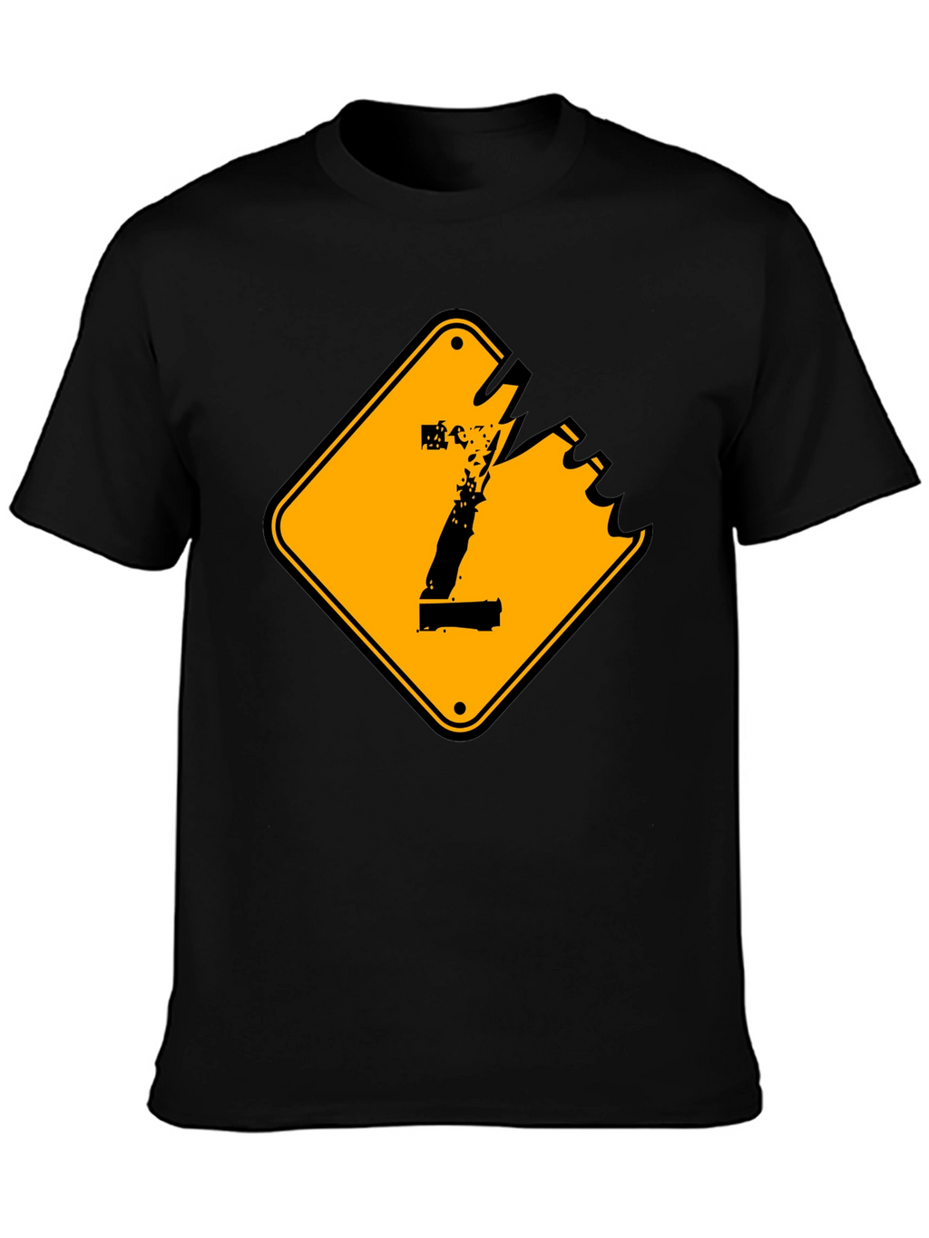 Distressed Number 1 Graphic Tee - Black Cotton