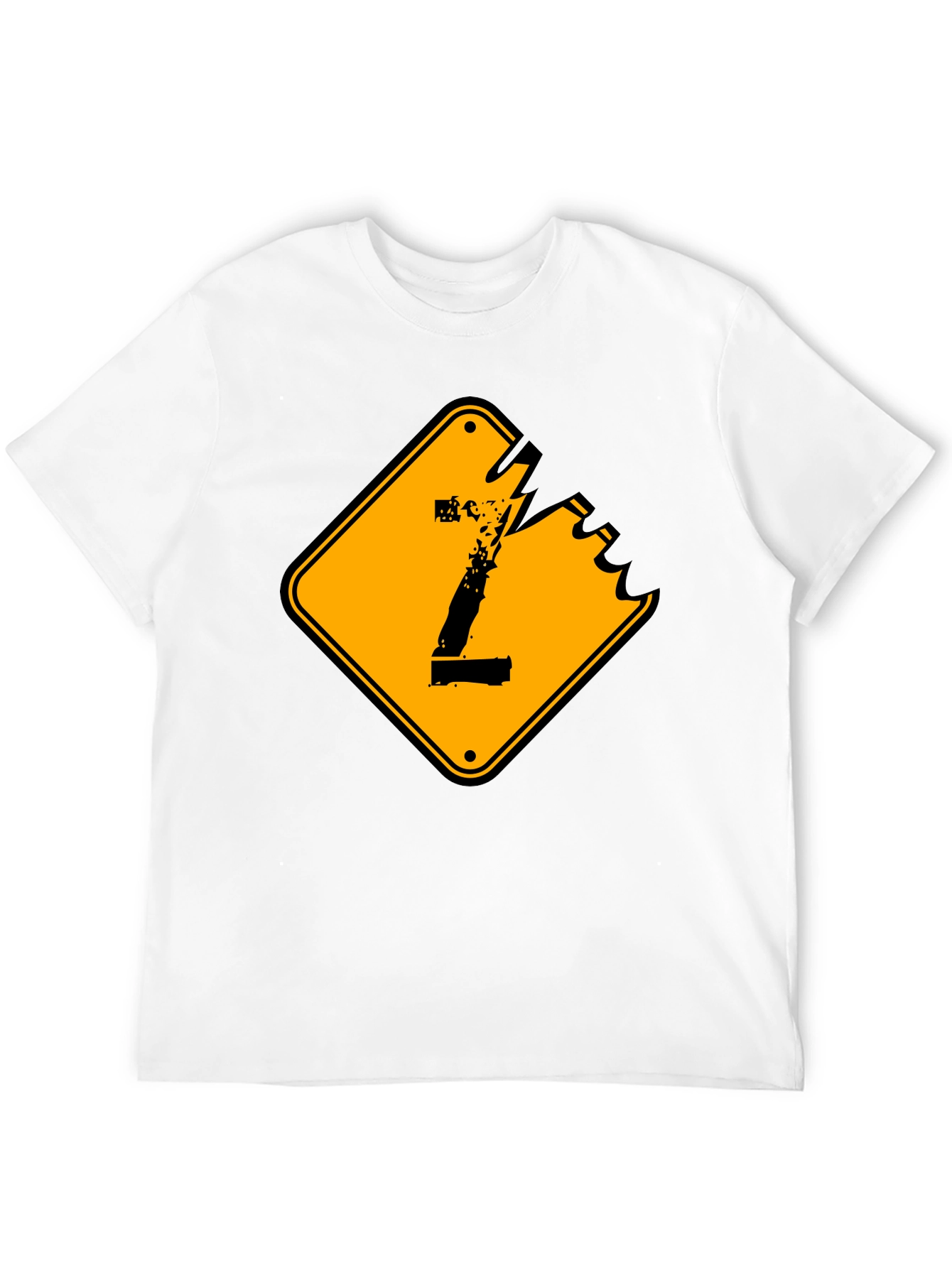 Distressed Number 1 Graphic Tee - Black Cotton