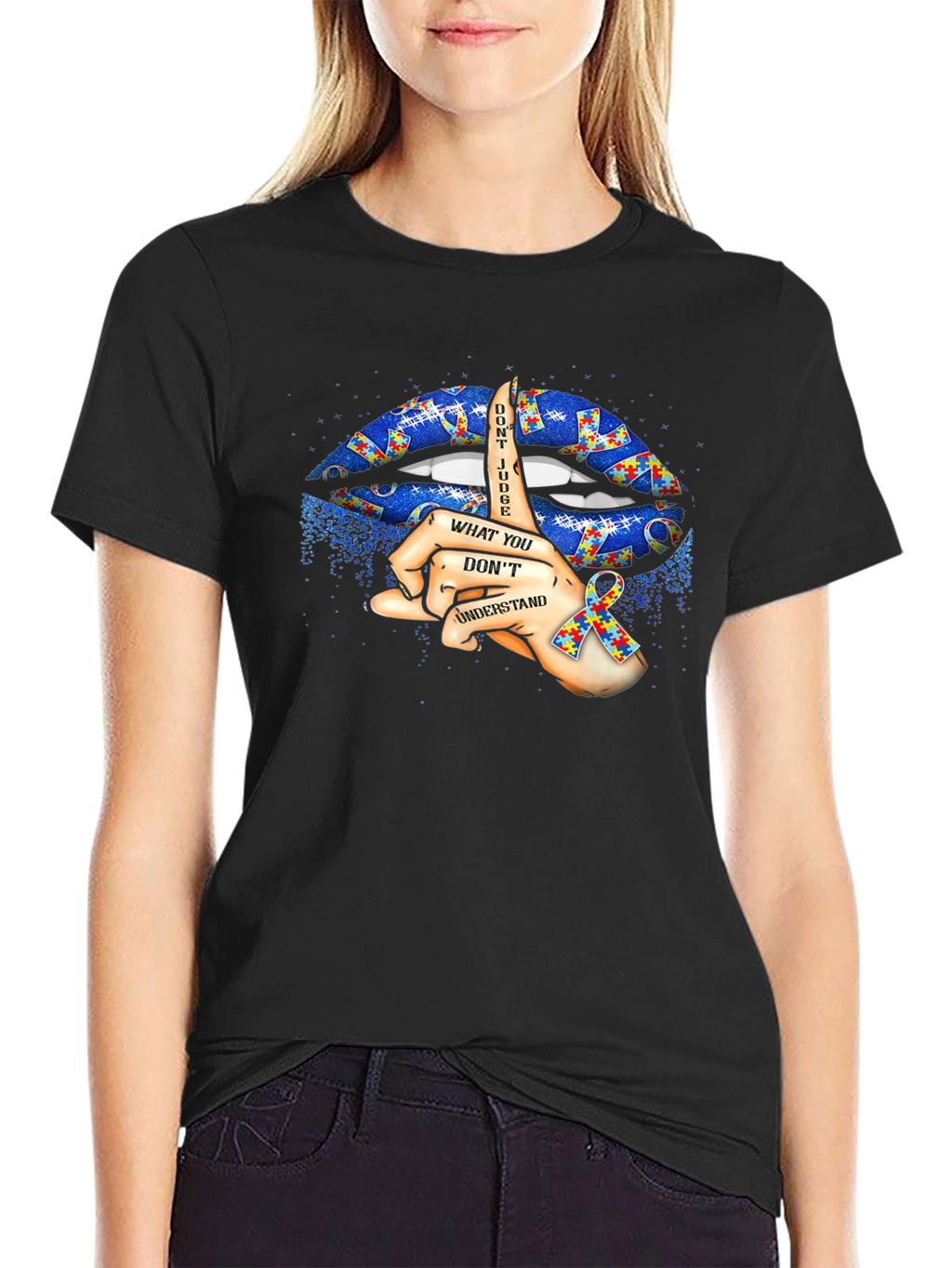 Autism Awareness Lips Graphic T-Shirt