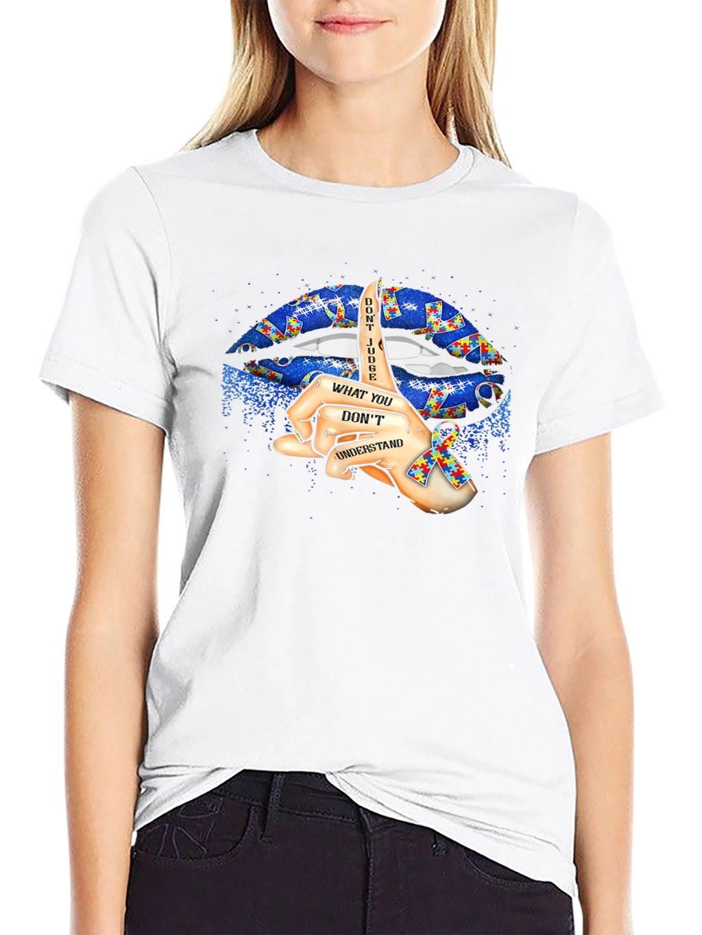 Autism Awareness Lips Graphic T-Shirt