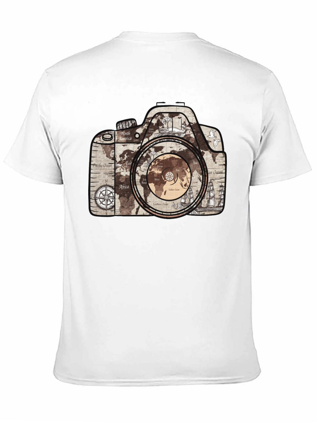 World Map Camera Graphic T-Shirt - Wanderlust Tee