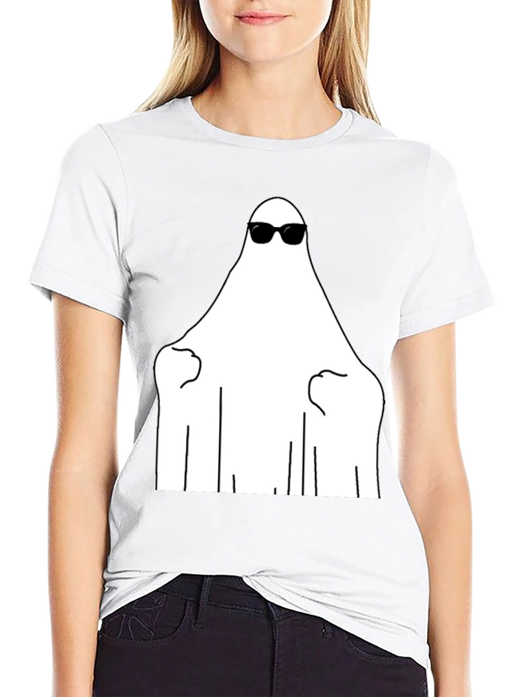 Cool Ghost Graphic Tee - Black Cotton Shirt