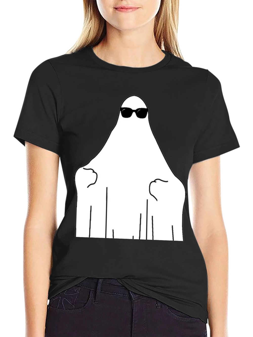 Cool Ghost Graphic Tee - Black Cotton Shirt