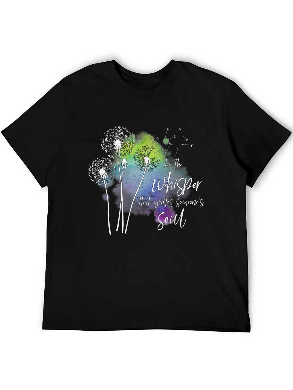 Dandelion Whisper Soul Graphic Black T-Shirt