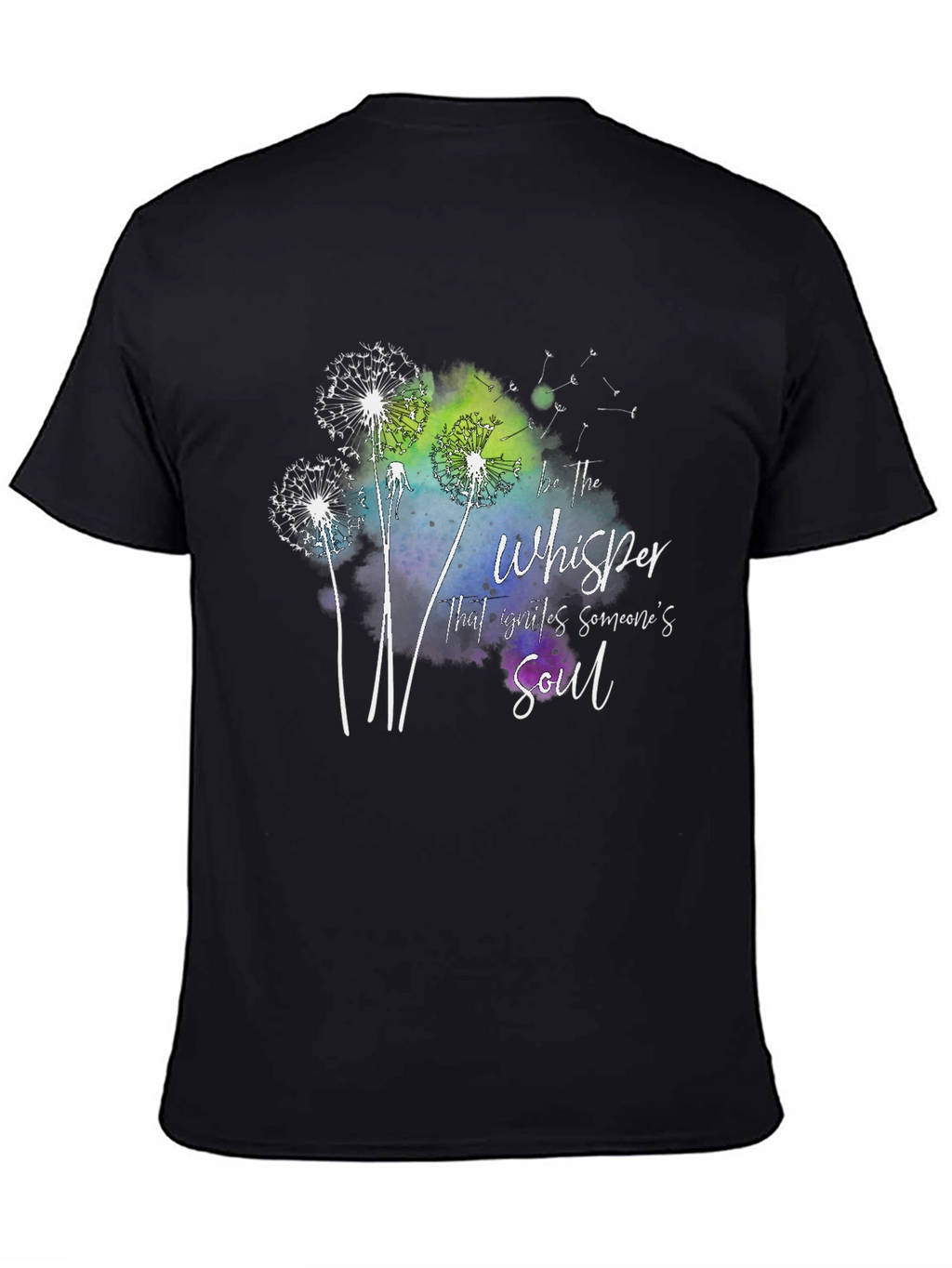 Dandelion Whisper Soul Graphic Black T-Shirt