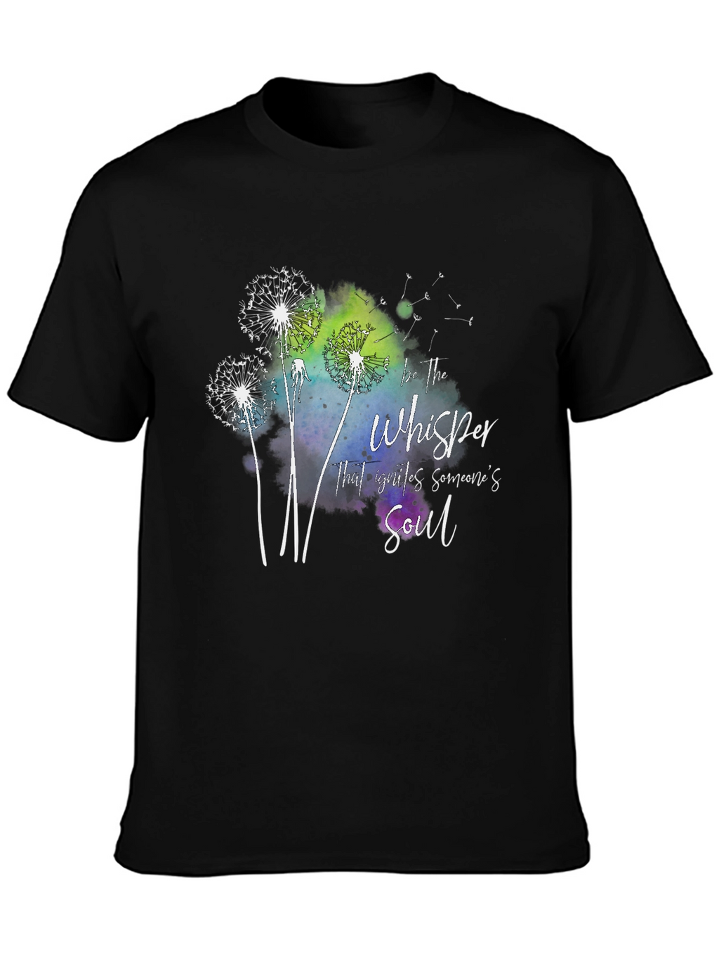 Dandelion Whisper Soul Graphic Black T-Shirt