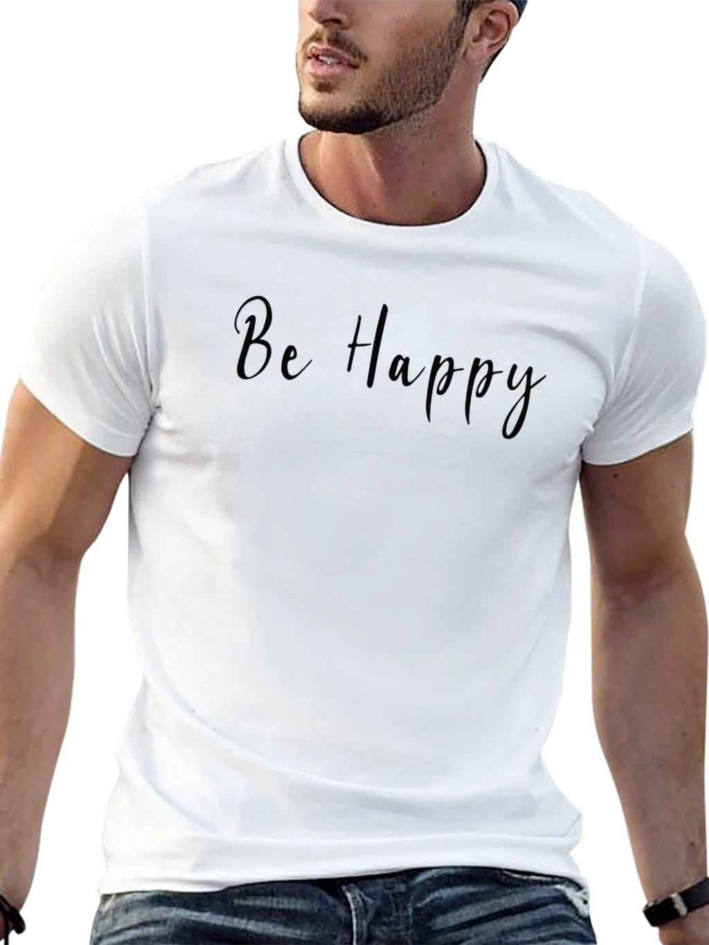 Be Happy Black Tee - Comfort & Style