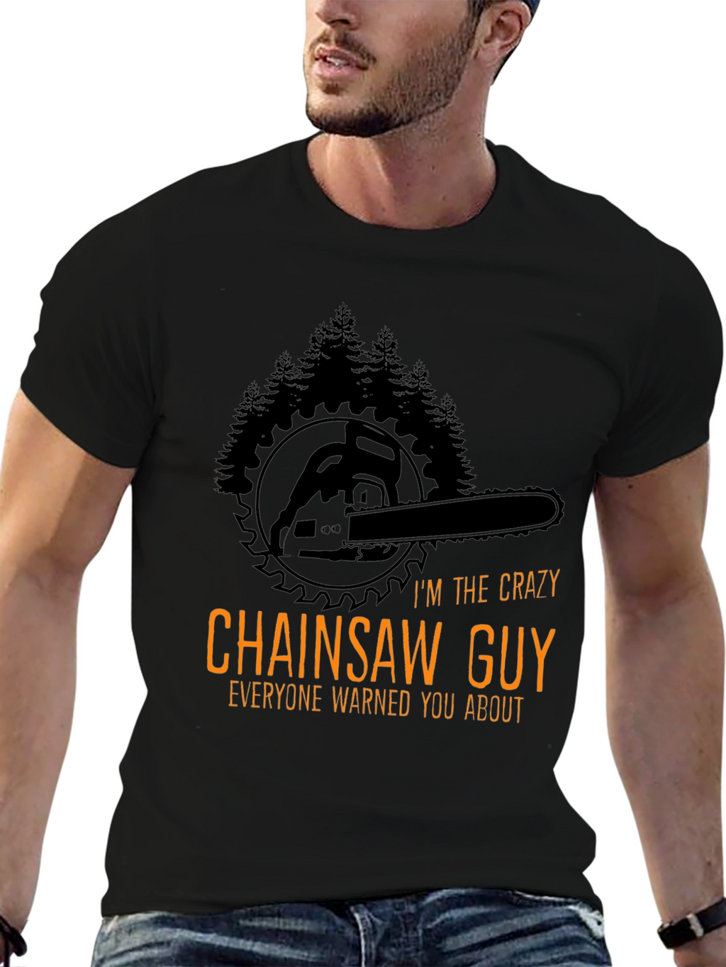 Crazy Chainsaw Guy T-Shirt - Lumberjack Style