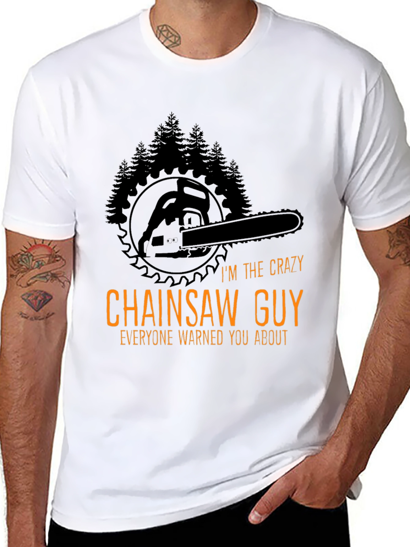 Crazy Chainsaw Guy T-Shirt - Lumberjack Style