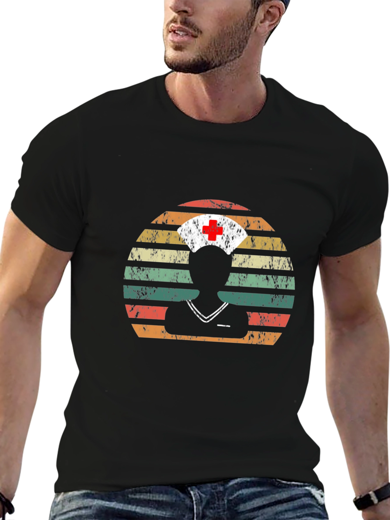 Retro Nurse Silhouette T-Shirt - Vintage Style