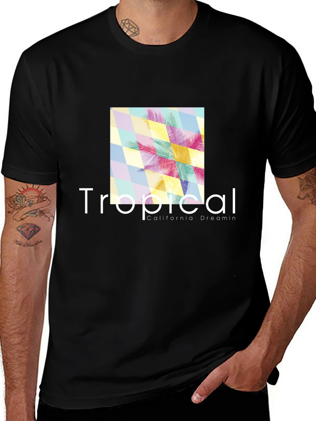 Tropical California Dreamin Black T-Shirt