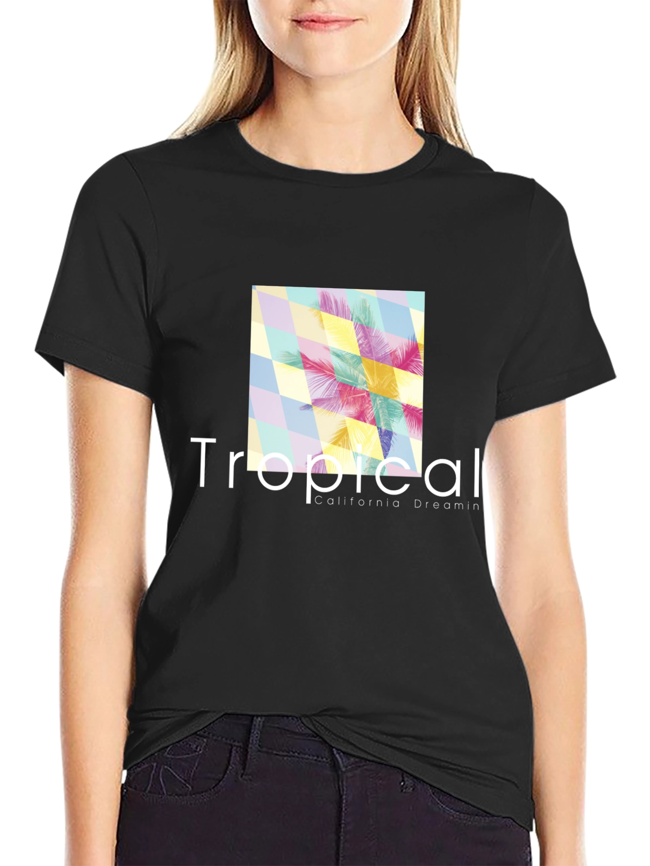 Tropical California Dreamin Black T-Shirt