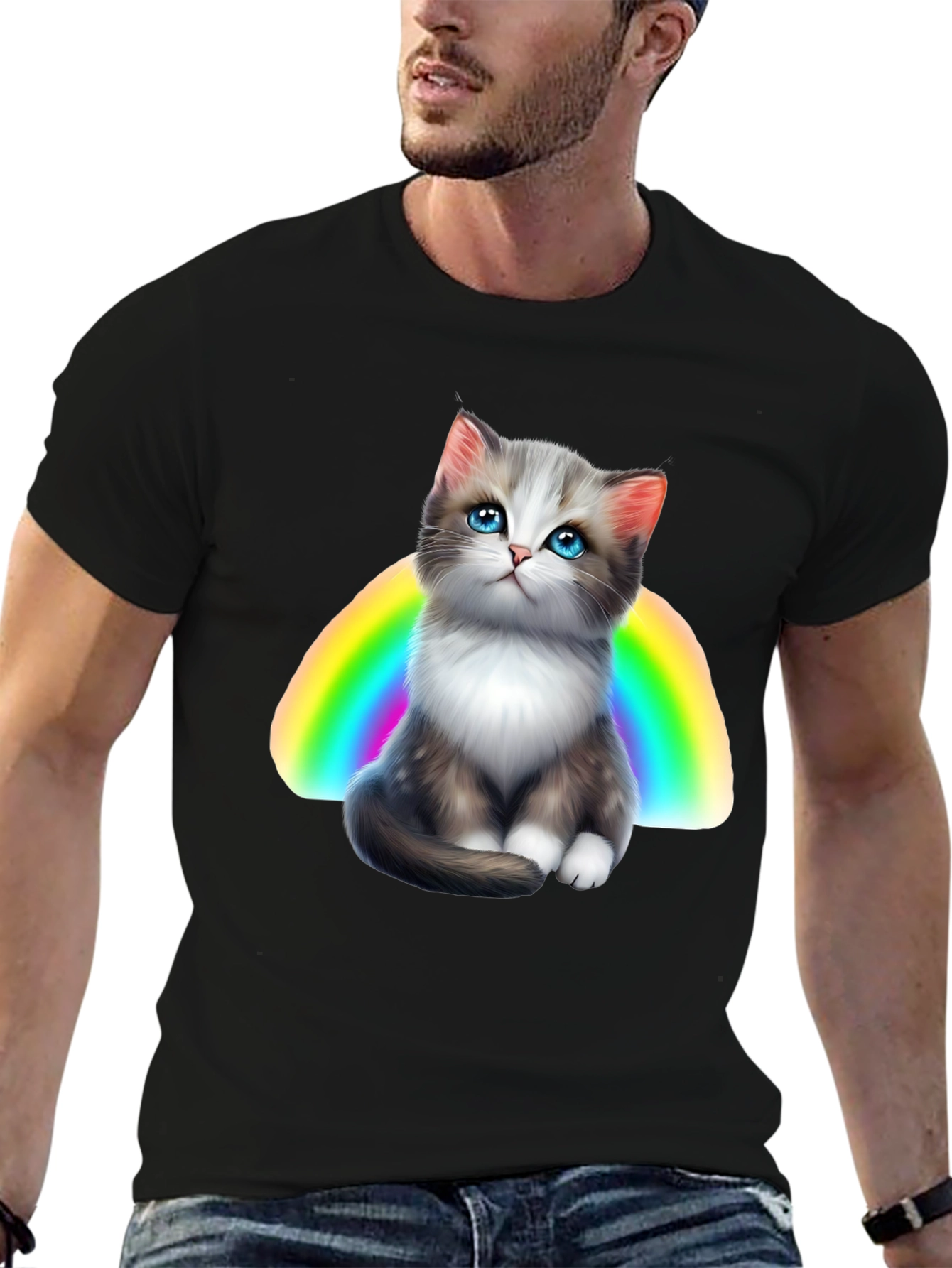 Rainbow Kitten Graphic T-Shirt