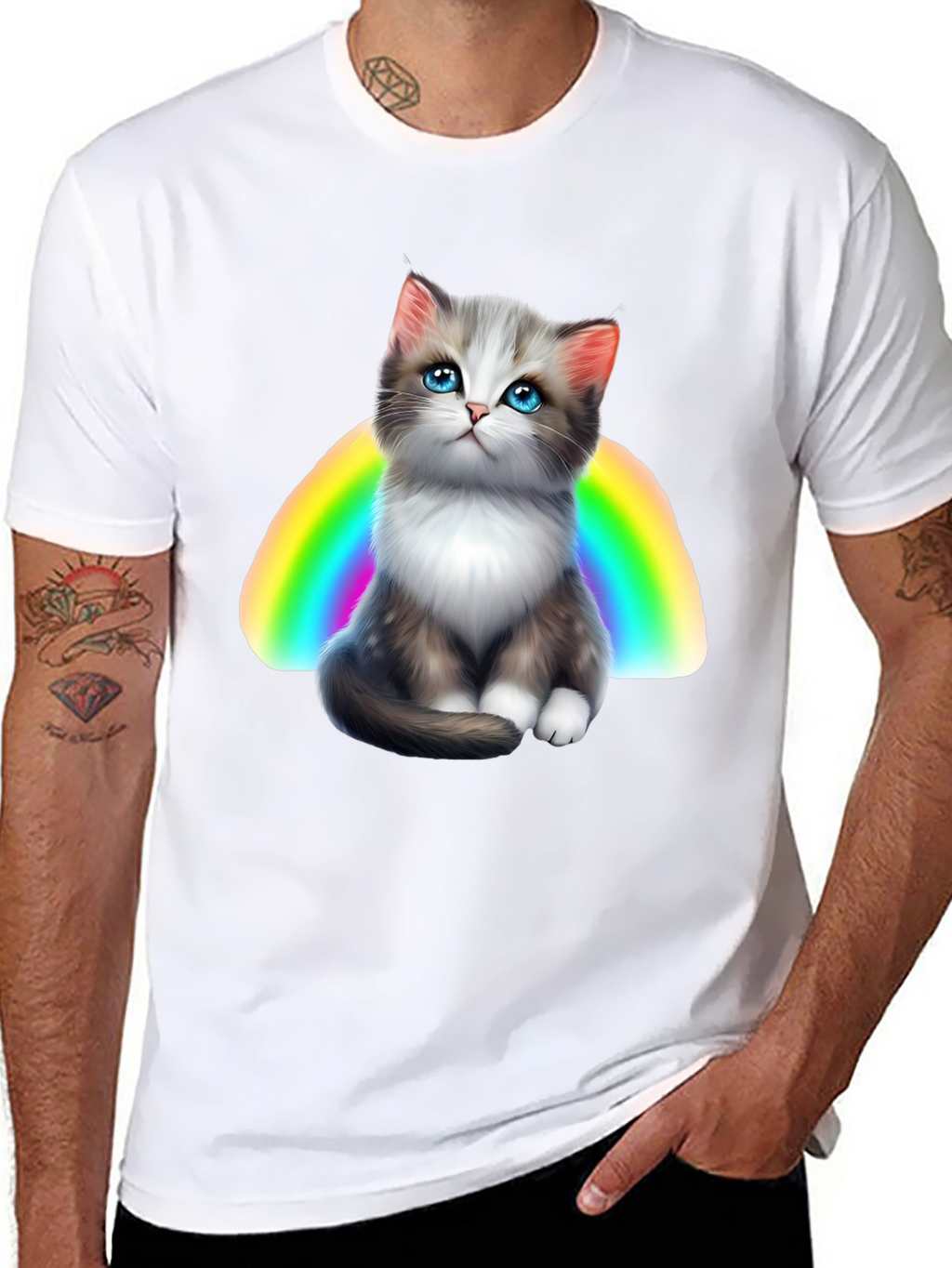 Rainbow Kitten Graphic T-Shirt