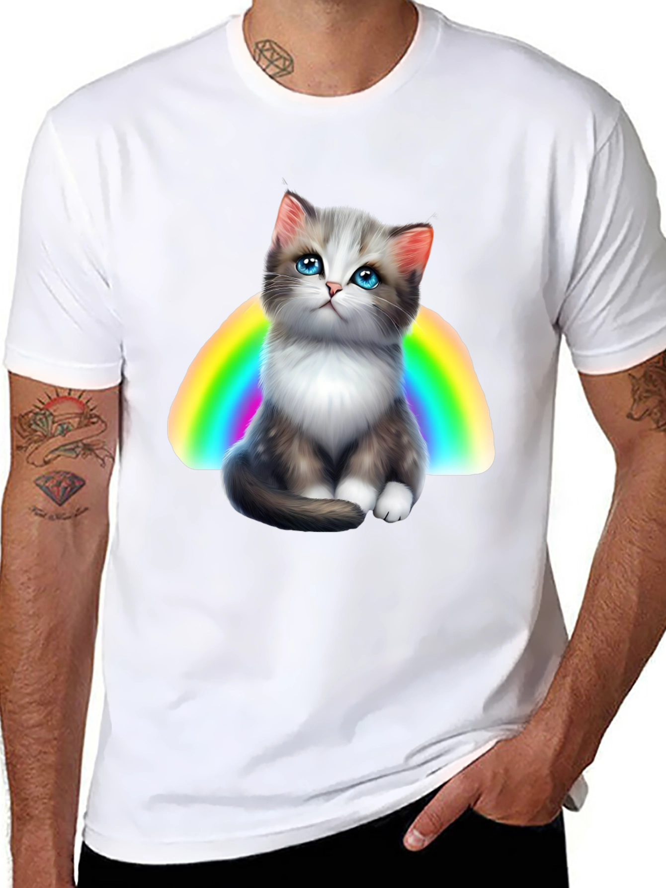 Rainbow Kitten Graphic T-Shirt