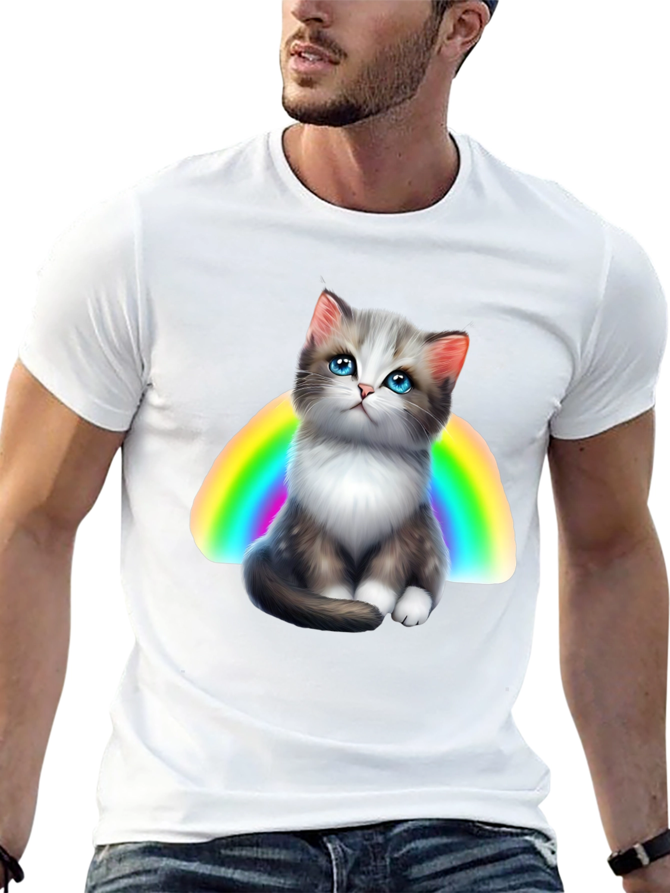Rainbow Kitten Graphic T-Shirt