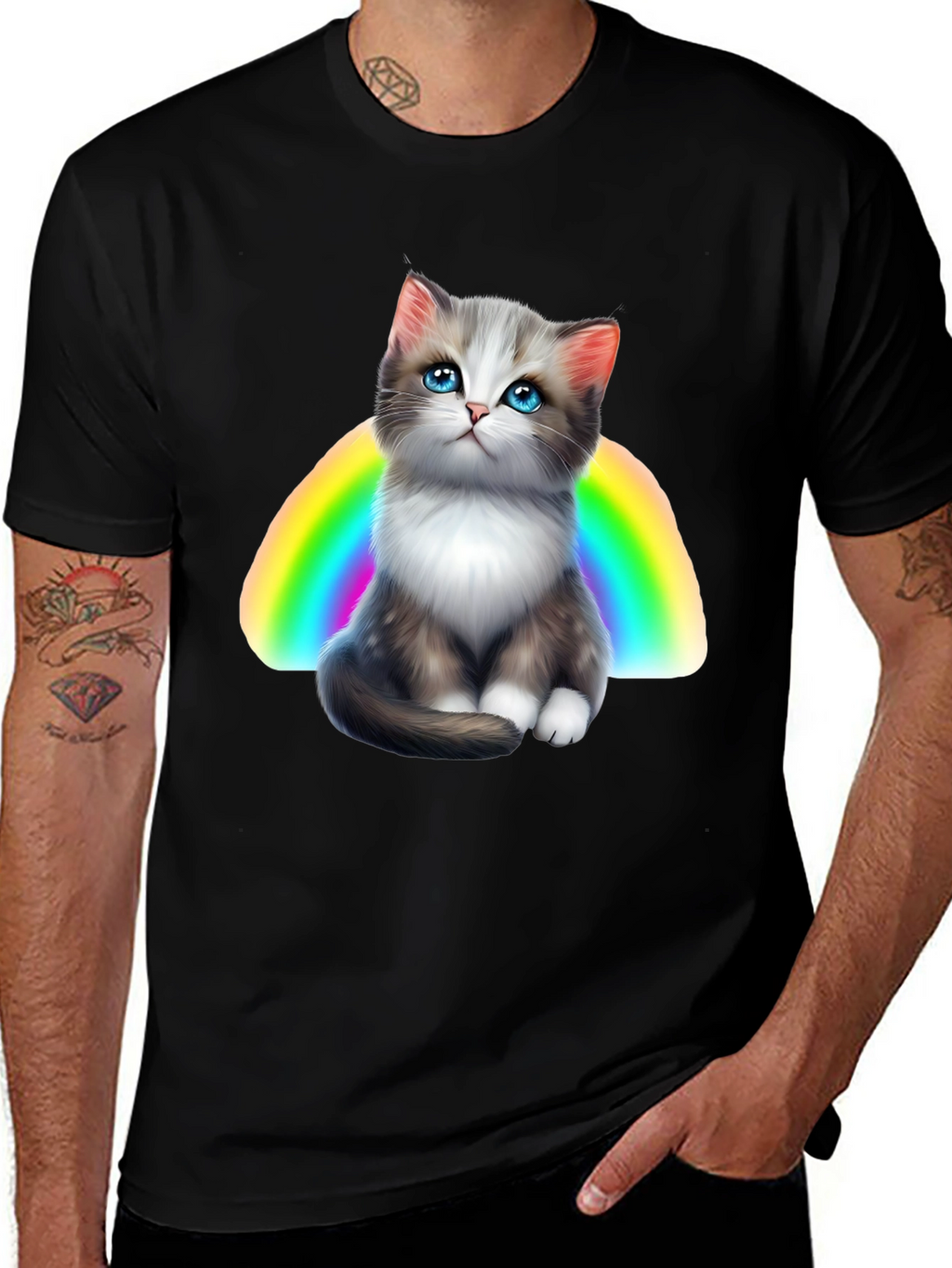 Rainbow Kitten Graphic T-Shirt