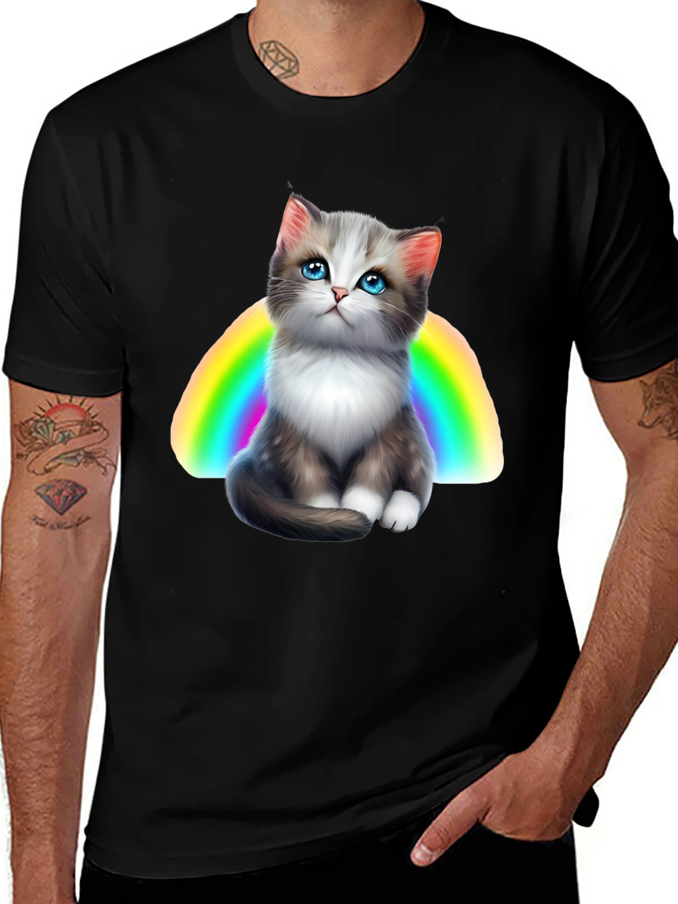 Rainbow Kitten Graphic T-Shirt