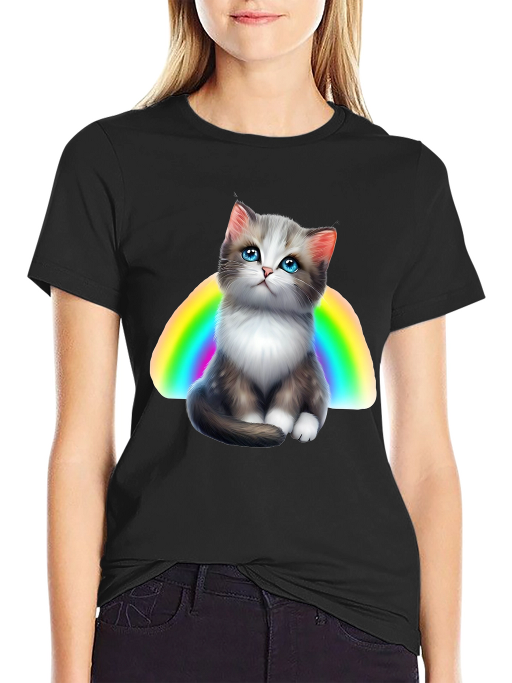 Rainbow Kitten Graphic T-Shirt
