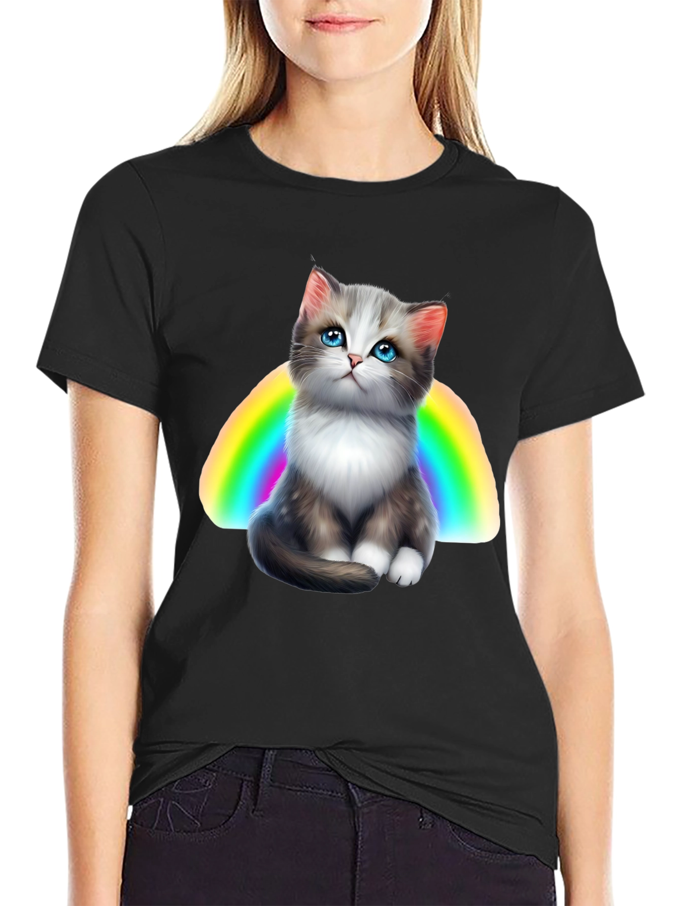 Rainbow Kitten Graphic T-Shirt