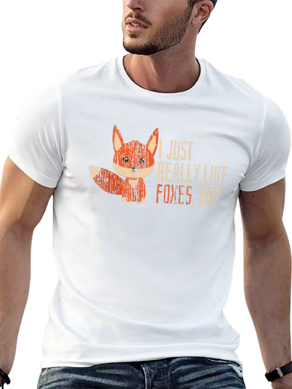 I Like Foxes OK? Black Graphic T-Shirt