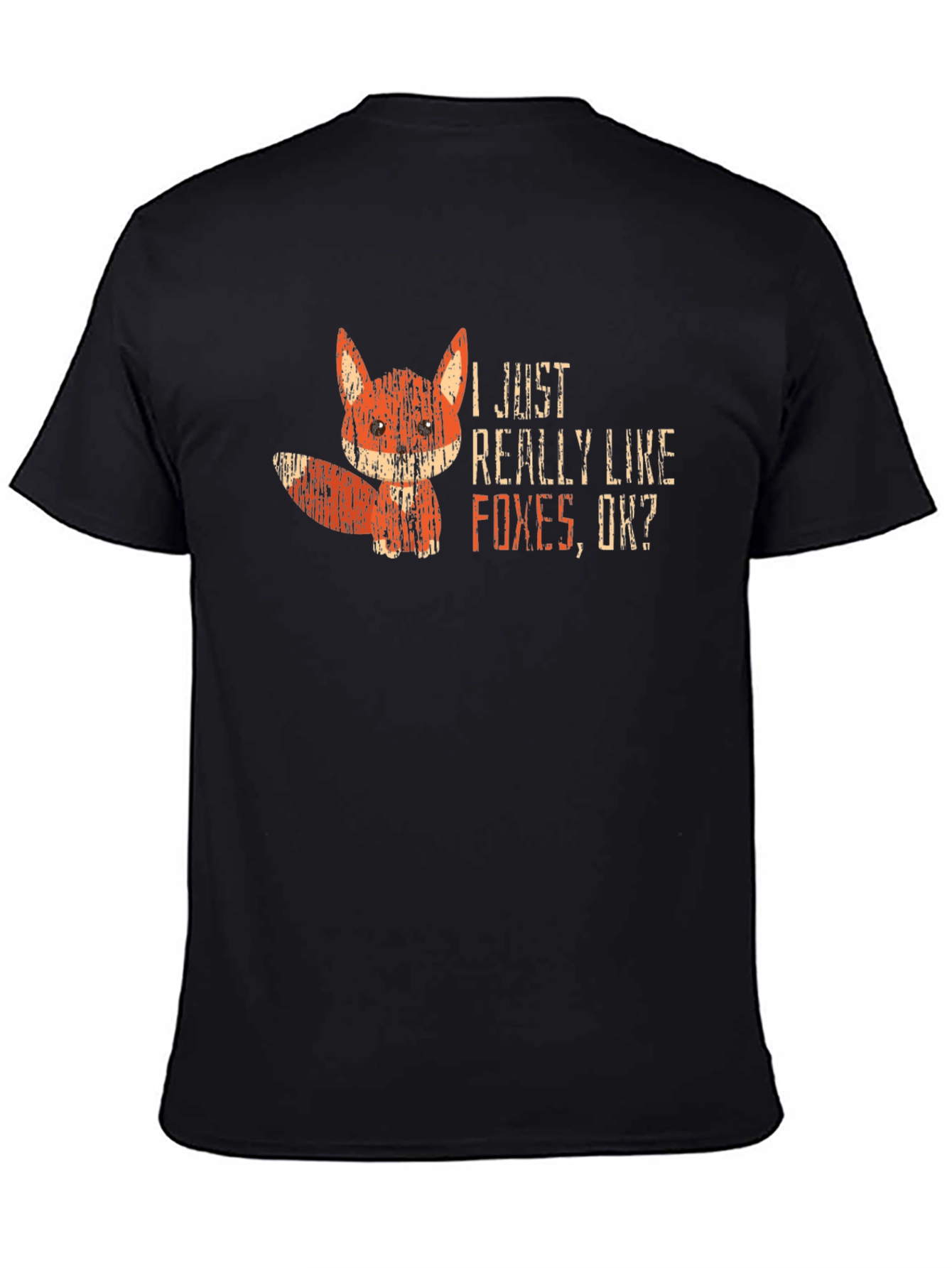 I Like Foxes OK? Black Graphic T-Shirt