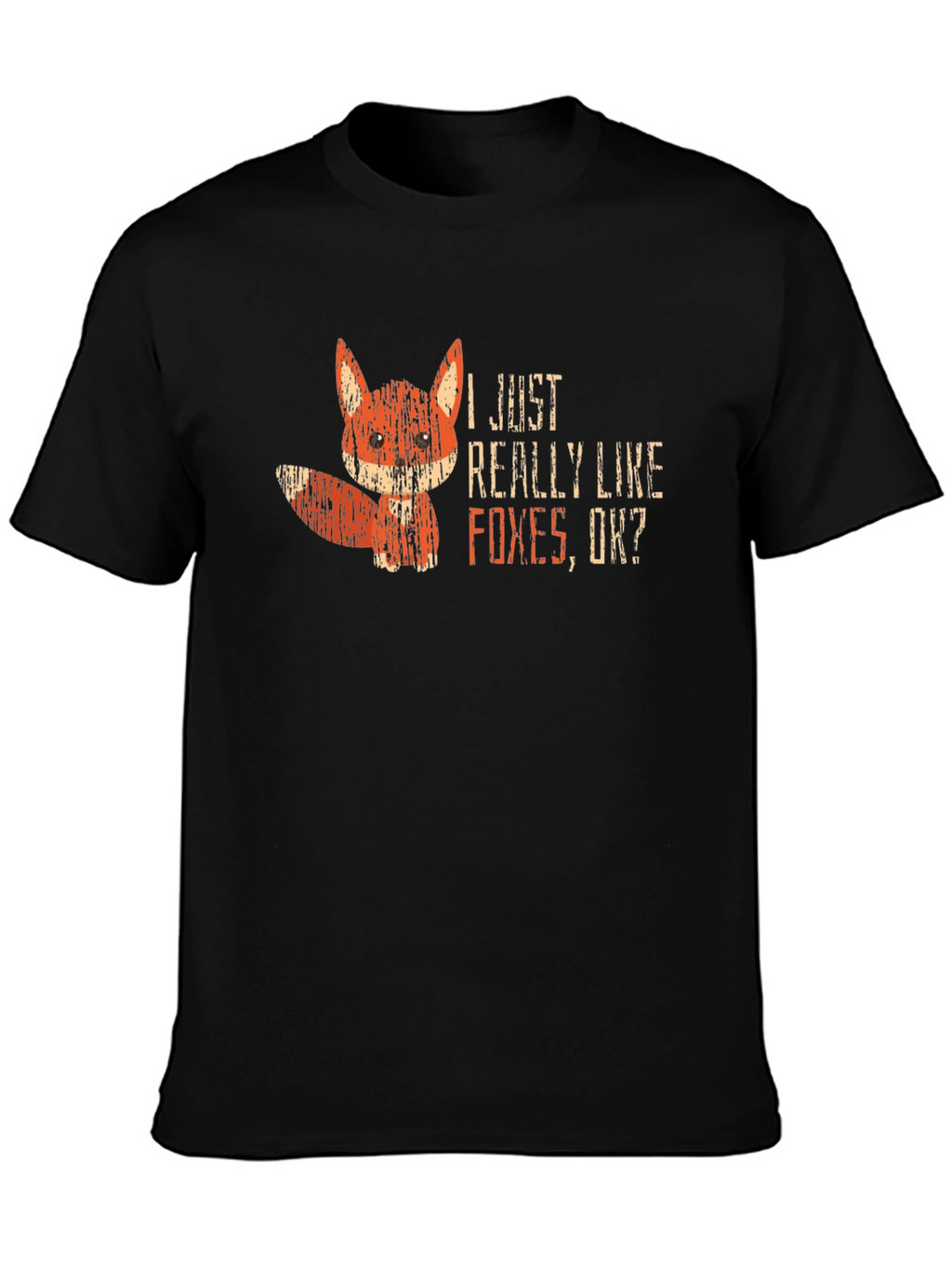 I Like Foxes OK? Black Graphic T-Shirt
