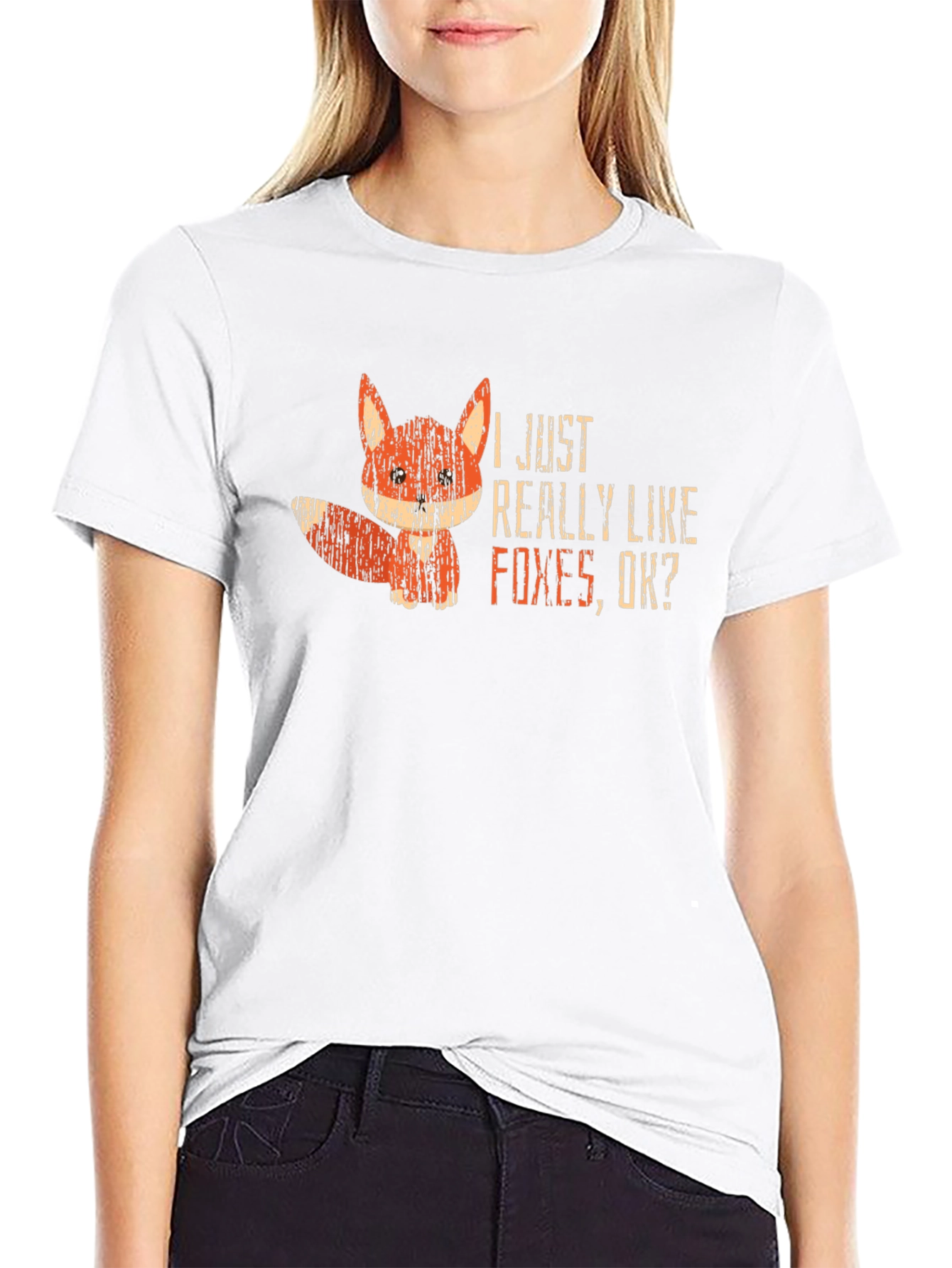 I Like Foxes OK? Black Graphic T-Shirt