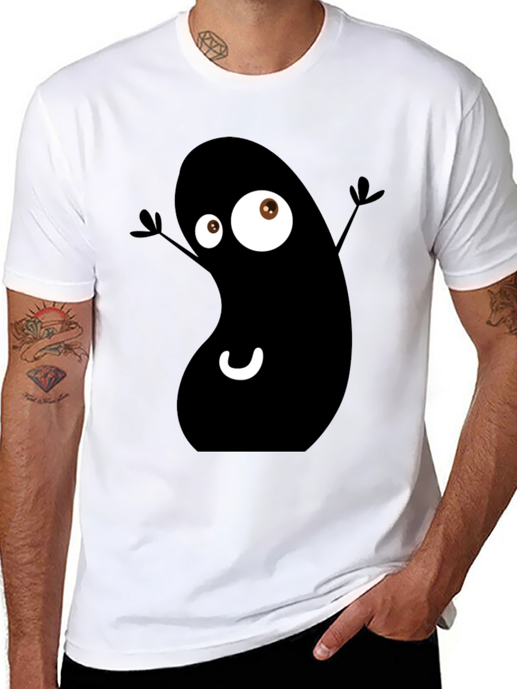 Funky Black Bean Cartoon T-Shirt