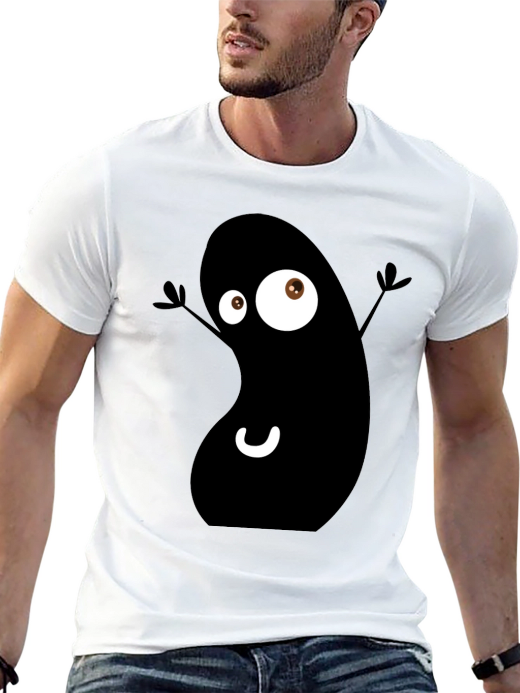 Funky Black Bean Cartoon T-Shirt