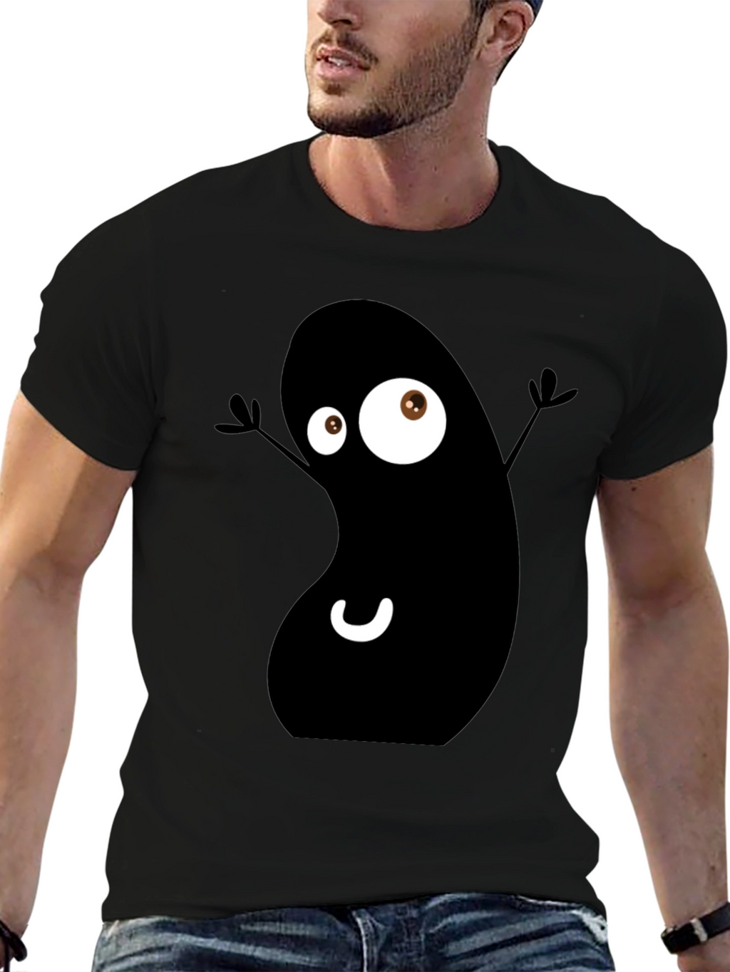 Funky Black Bean Cartoon T-Shirt