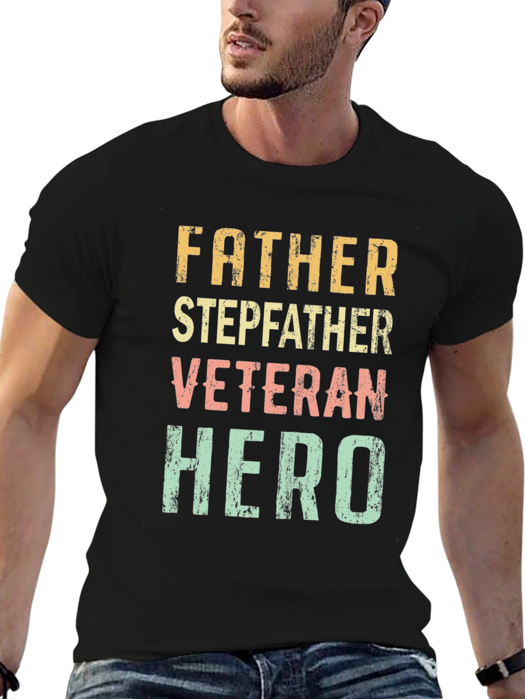 Father Stepfather Veteran Hero Graphic Tee